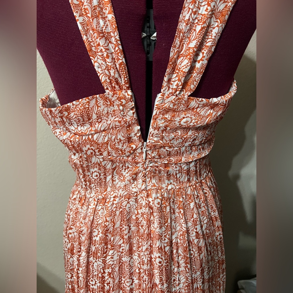 Miss Me orange color Floral Halter Maxi Dress. SZ Medium. - Picture 4 of 6